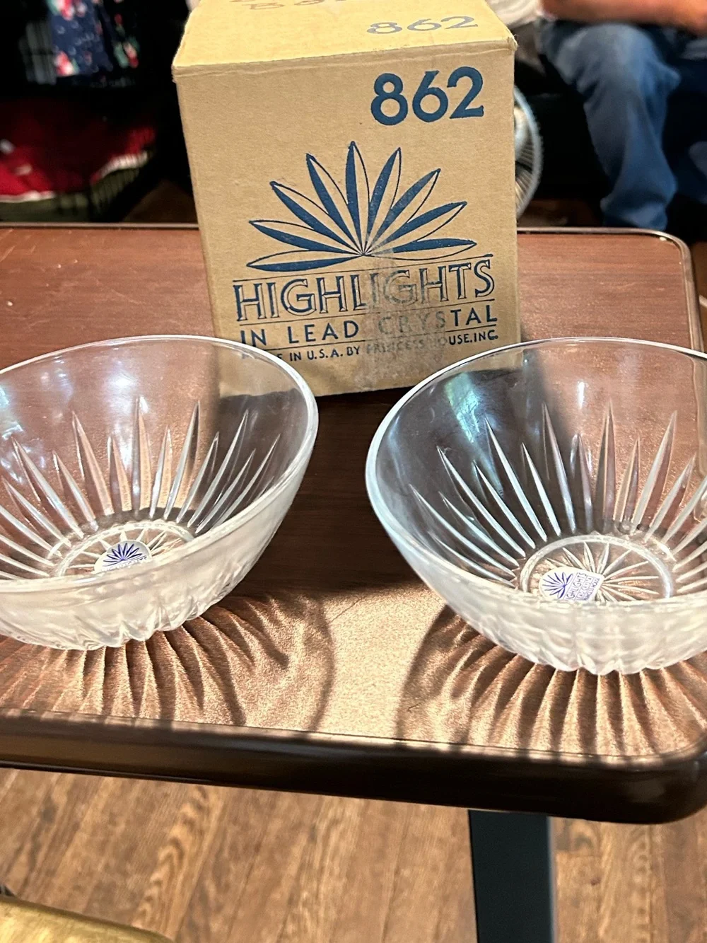 NOS vintage Princess House Clear Lead Crystal Dessert Bowls - Set of 2